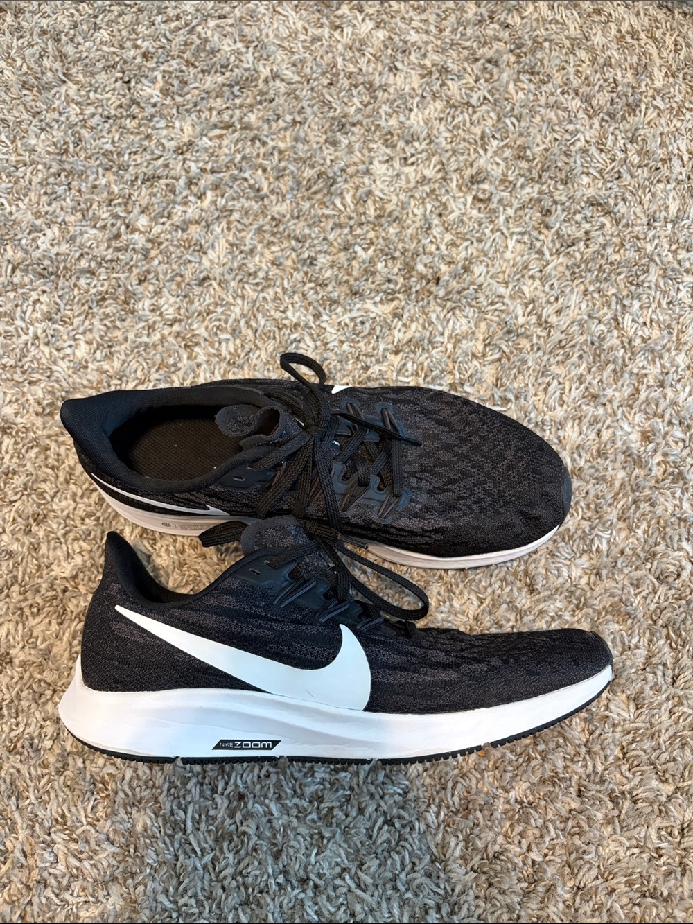 Nike Black and White Women's Running Sneakers with Swoosh